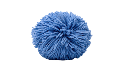 Vibrant blue ball of yarn on a contrasting black background, closeup blue