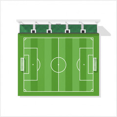 Flat 2D Vector Illustration of Soccer Football Field and Stadium – Top View, Match, Corner Flag © YooW