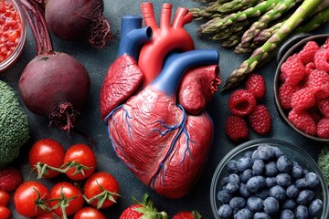 Heart-healthy foods, top-down view