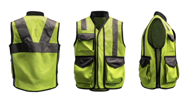 Highvisibility yellow and black safety vests for enhanced workplace protection professional appearance