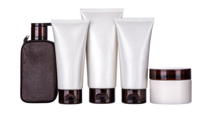 Cream and lotion bottles, essential skincare body care products for daily use