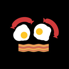 Face created from breakfast items, symbolizing food creativity, healthy eating, and artistic culinary presentation.