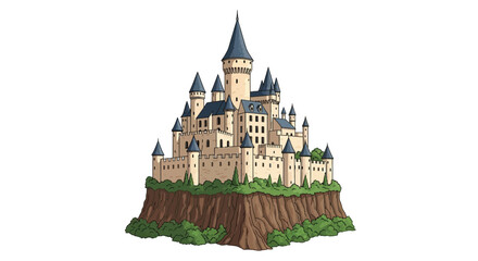 Obraz premium Fantasy castle drawing for kids art and illustration