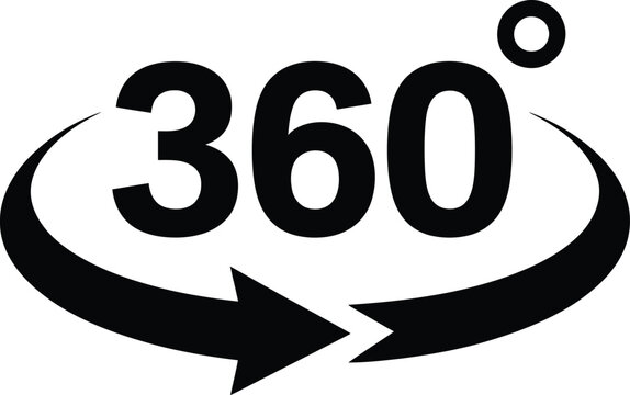  360 Degree View Icon Circle Arrow with Text.