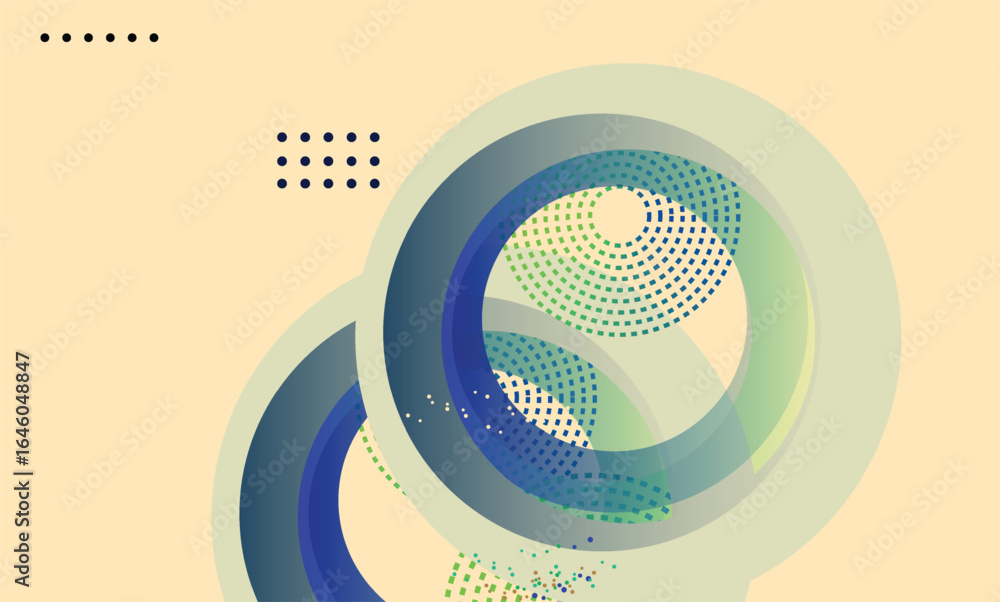 Poster abstract geometric design featuring circles and patterns in vibrant color palette