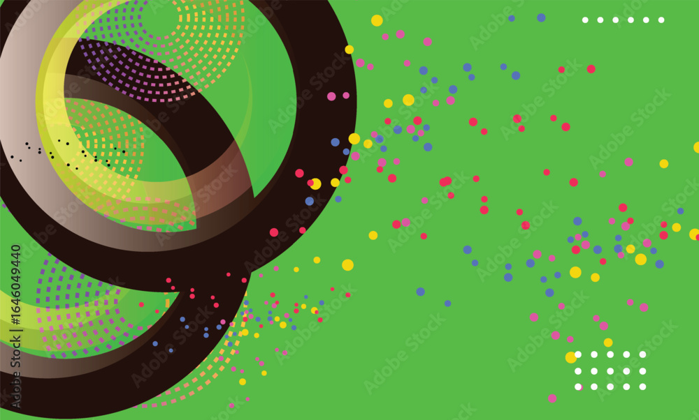 Poster abstract geometric design featuring circles and patterns in vibrant color palette