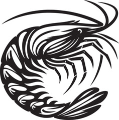 Lobster. Sea animal. Black and white vector illustration