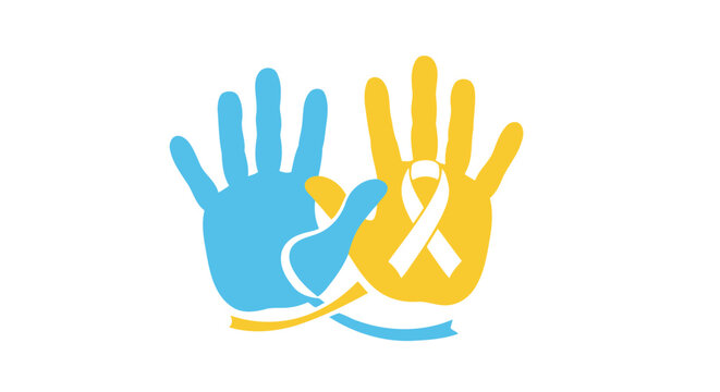 Down syndrome awareness hands support illustration