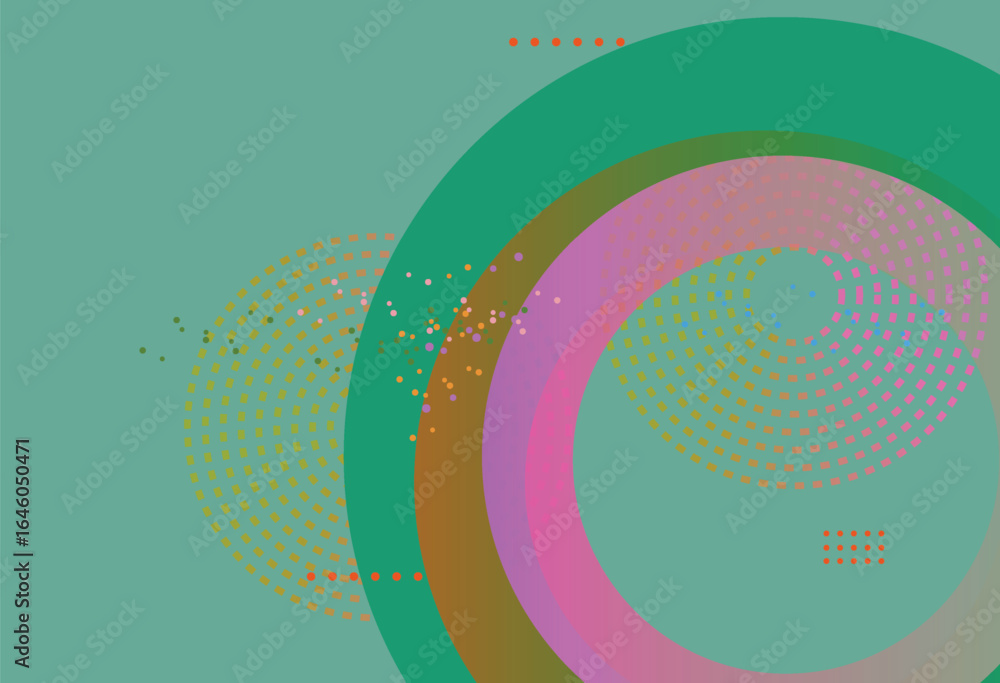 Poster abstract geometric design featuring circles and patterns in vibrant color palette