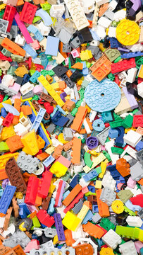 Colorful Lego pieces and bricks forming a vibrant and playful background