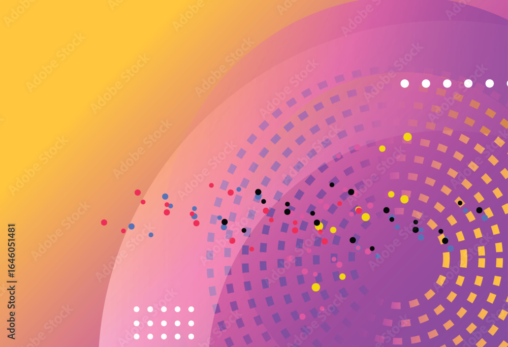 Poster abstract geometric design featuring circles and patterns in vibrant color palette