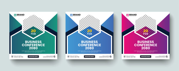 Abstract digital business conference square social media post or web banner ad template. Professional online digital business conference, online banner, promotion, advertising, digital post design.