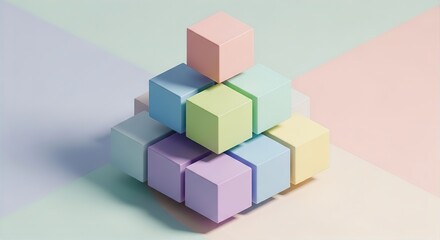 Obraz premium Pastel 3D Isometric Cubes Abstract Background