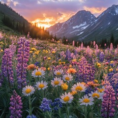 Fototapeta premium blooming mountain slope