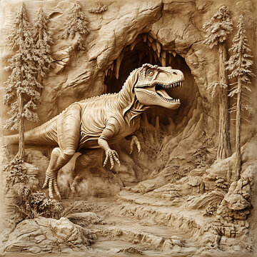 3d Dinosaur Laser Engrave File, 3d illusion, lightburn, laser file png