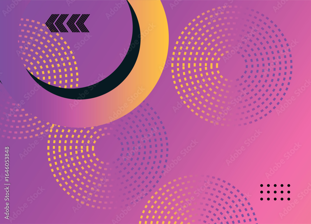 Poster abstract geometric design featuring circles and patterns in vibrant color palette