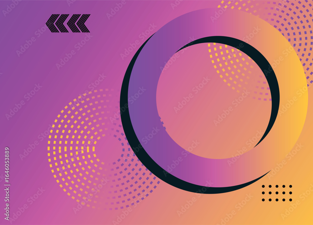 Poster abstract geometric design featuring circles and patterns in vibrant color palette