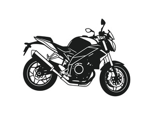 Fototapeta premium Silhouette of an Isolated Sports Motorcycle Side View on White Background