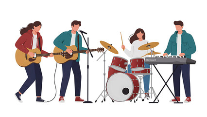 Illustration band of musicians