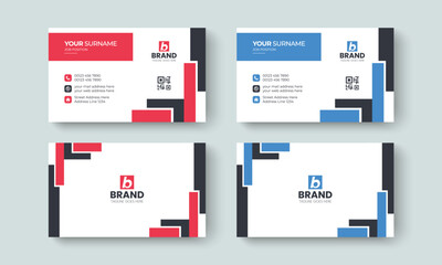 Modern corporate business card or visiting card design template. Creative business identity card, contact, branding, stationery design layout template.