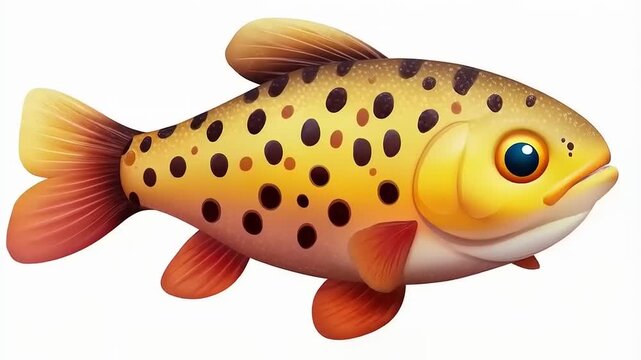 Whimsical Trout Illustration with Detailed Markings and Shimmering Scale Textures