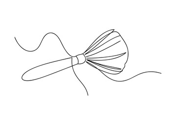 Single line drawing a makeup brush with flowing lines cosmetic beauty