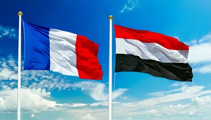フランスの国旗とイエメンの国旗(France flag flag & Yemen flag.)