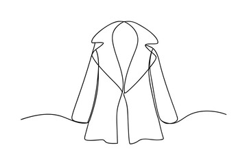 Single line drawing a trench coat with a collar lapels clothing fashion