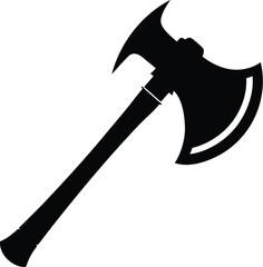 Black axe silhouette on white background
