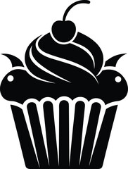 Black cupcake silhouette on white background