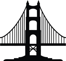 Golden gate bridge silhouette on a white background
