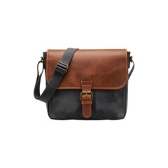 Stylish brown leather messenger bag men&rsquo;s fashion satchel accessory isolated on white background