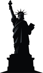 Statue of liberty silhouette on white background