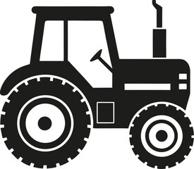 Classic tractor silhouette on white background