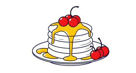 pancake illustration, cartoon food, sweet pancakes, pancake breakfast, cartoon breakfast food, pancakes with fruits, pancakes with honey, cartoon stack of pancakes, pancakes with chocolate, funny panc