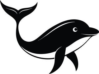 Elegant whale silhouette on white background
