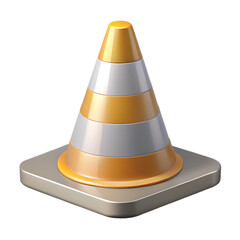 3D Road Cone Icon for Construction, Safety, and Traffic Control Design