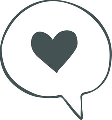 Heart in Speech Bubble Line Art Illustration, Love Message Icon, Minimal Outline Vector, Social Media Chat Symbol