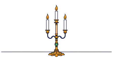 candlestick with candles, candle holder illustration, decorative candlestick, vintage candlestick, elegant candlestick, classic candle holder, burning candles, tall candlestick, wax candles, gold cand