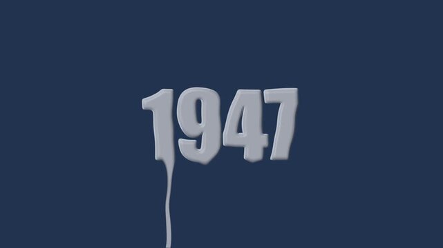 liquid text 1947 animation colorful background. glowing number text background 4k video animation. 1947 animation liquid text transparent background