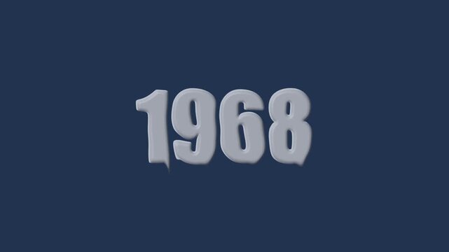liquid text 1968 animation colorful background. glowing number text background 4k video animation. 1968 animation liquid text transparent background