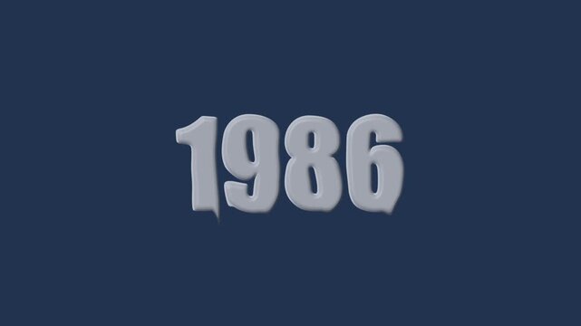 liquid text 1986 animation colorful background. glowing number text background 4k video animation. 1986 animation liquid text transparent background