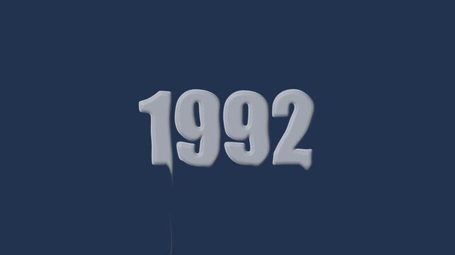 liquid text 1992 animation colorful background. glowing number text background 4k video animation. 1992 animation liquid text transparent background
