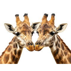 Fototapeta premium two giraffe couple portrait on isolated background