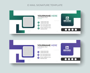 Modern and minimalist corporate email signature or email footer design template. Professional business email signature, header, social media cover, banner design.