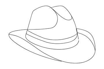 Single line outline drawing a fedora hat a accessory