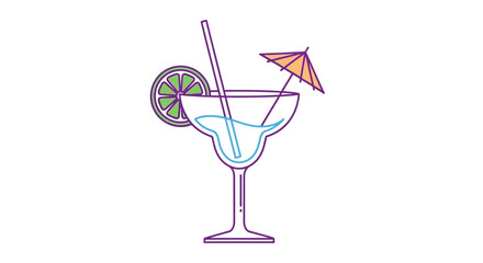 Delicious margarita cocktail with lime and umbrella vector art