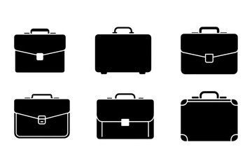 Collection of various business briefcases silhouettes