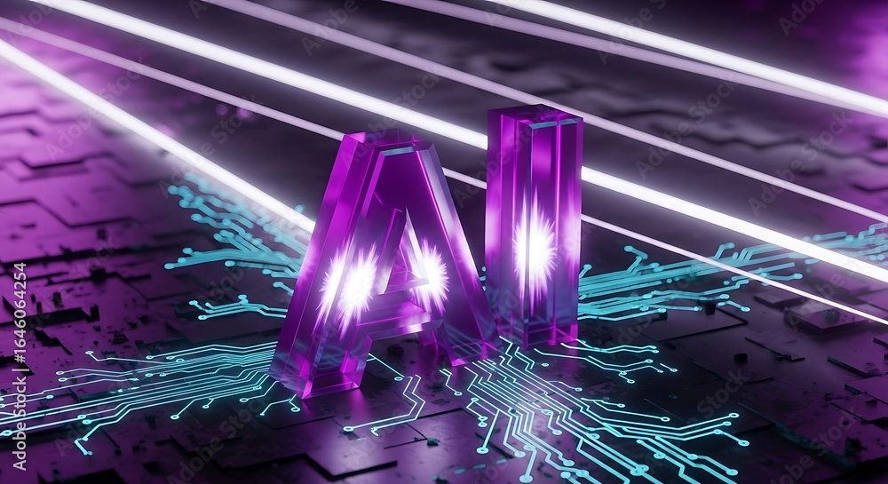 Poster stunning ai concept with glowing circuit board design for technology and innovation projects