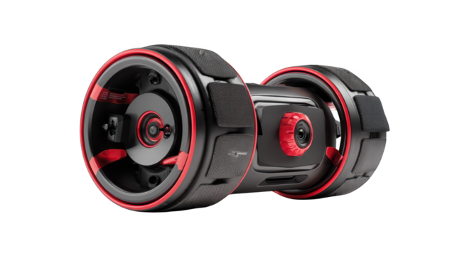 Striking red and black speaker design, a modern audio experience for enhanced sound